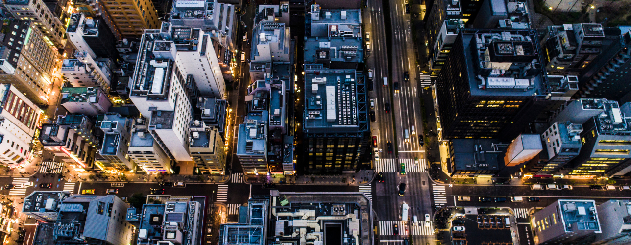 Aerial photograph of the night view of the city -